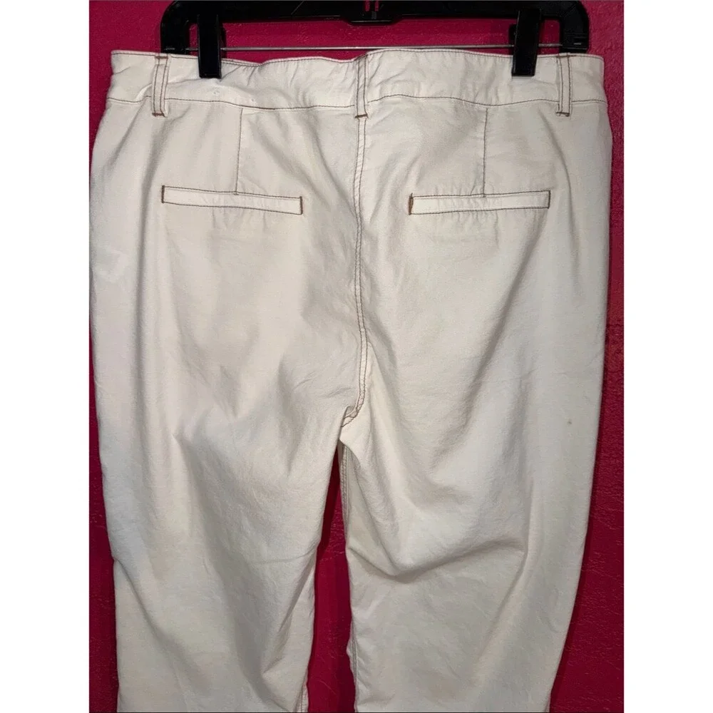 Nicole Miller Cropped White Women's linen/cotton blend Pants Straight Leg. Sz 10